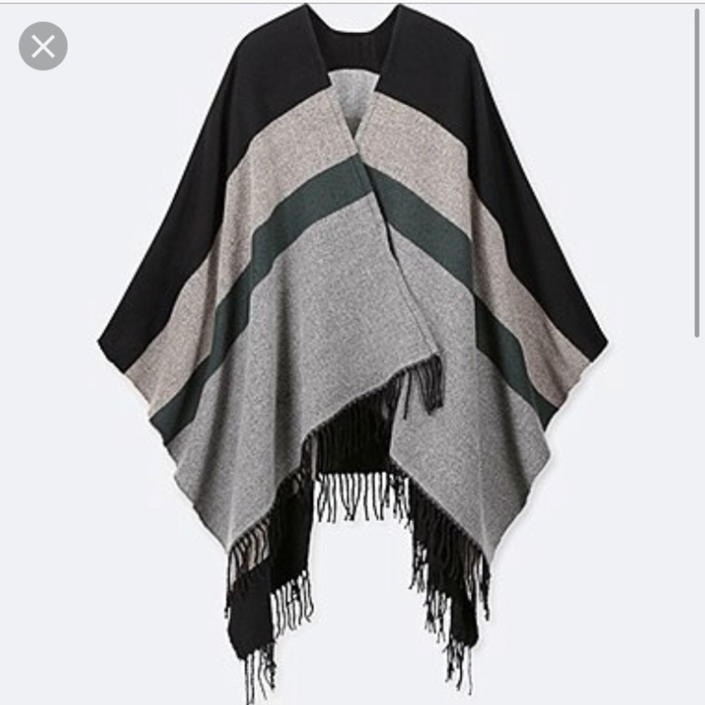 Uniqlo Striped 2-way Stole/Poncho/Cape